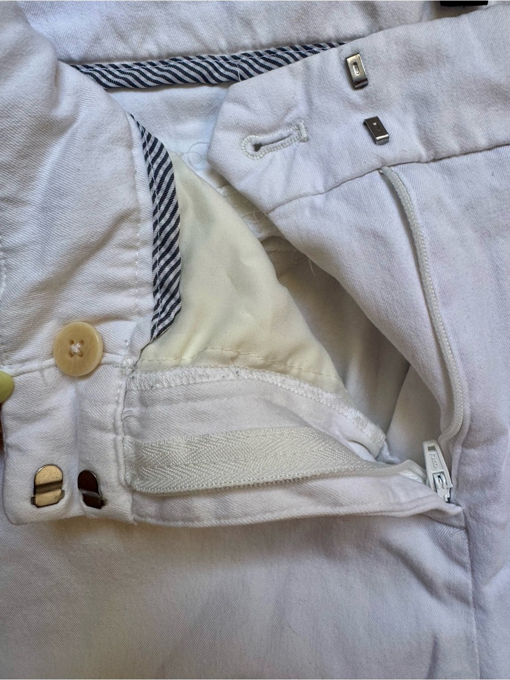 J. Crew White Women's Trousers with Navy Trim